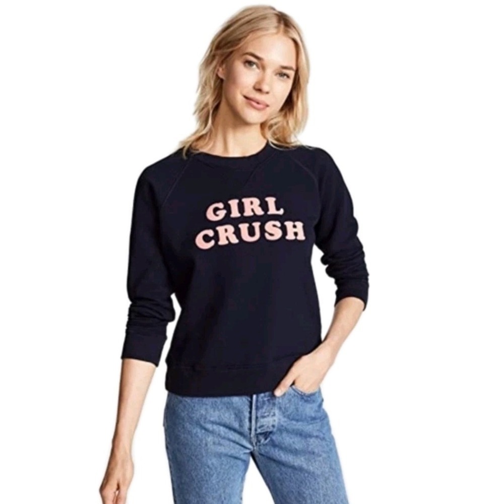 Mother Jeans The Square Girl Crush Sweatshirt Women's Small Navy Blue Pullover